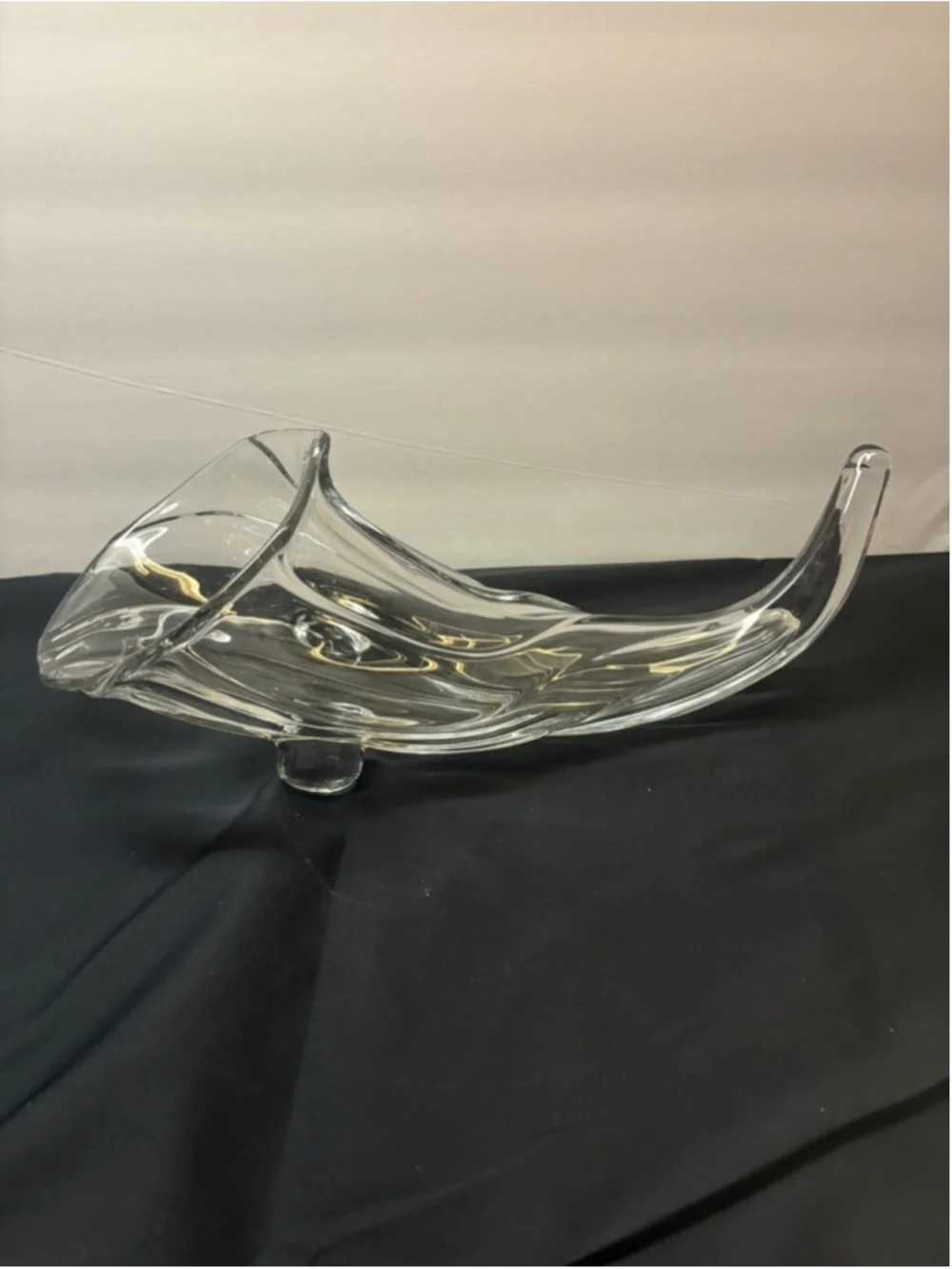 Duncan & Miller Footed Cornucopia Horn of Plenty Glass Vase Manganese Glow 13